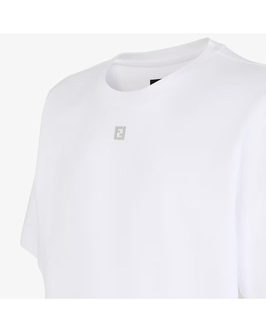 Fendi White Ff Plaque Crewneck T-Shirt for men