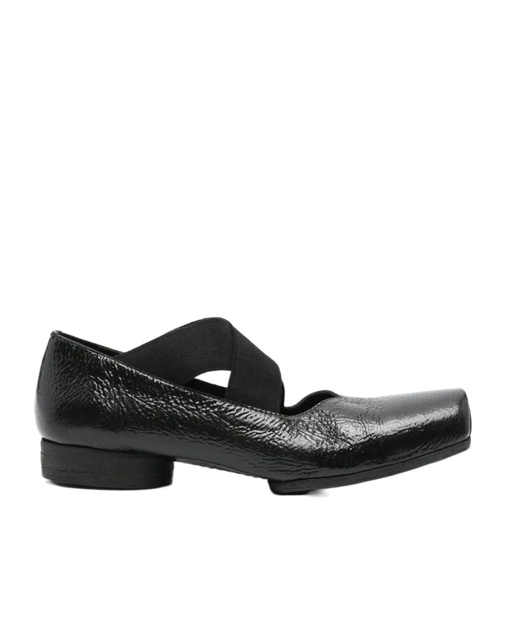 Uma Wang Black Elastic Strap Flats