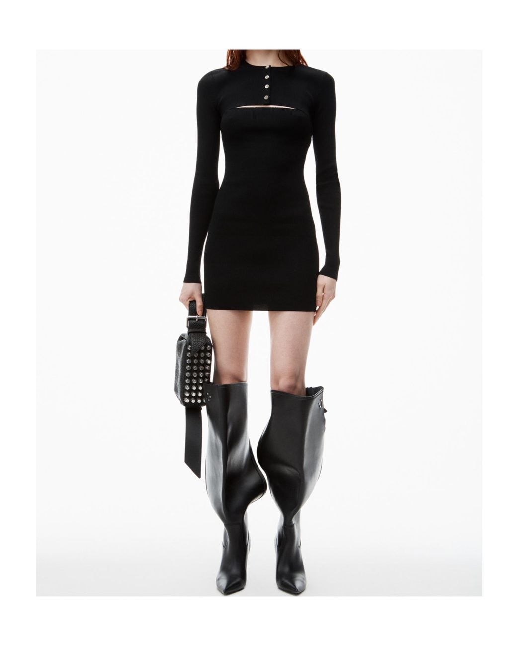 Alexander Wang Black Cropped Cardigan Twinset Dress