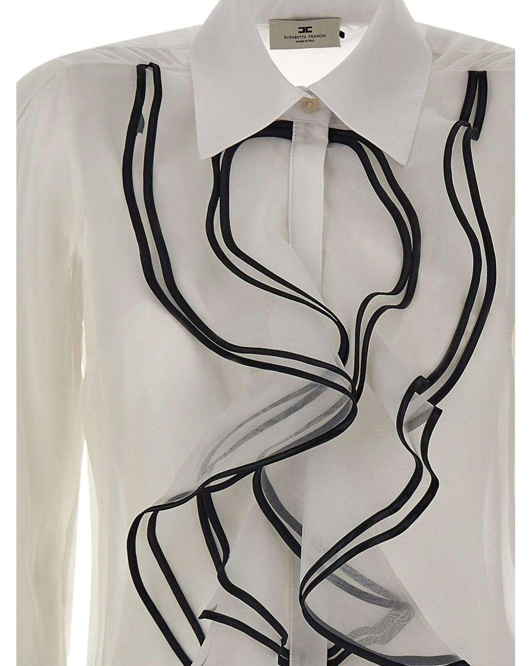 Elisabetta Franchi Gray Ruffled Trim Shirt