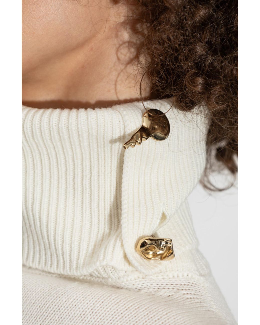Fabiana Filippi White Foldover Neck Sweater