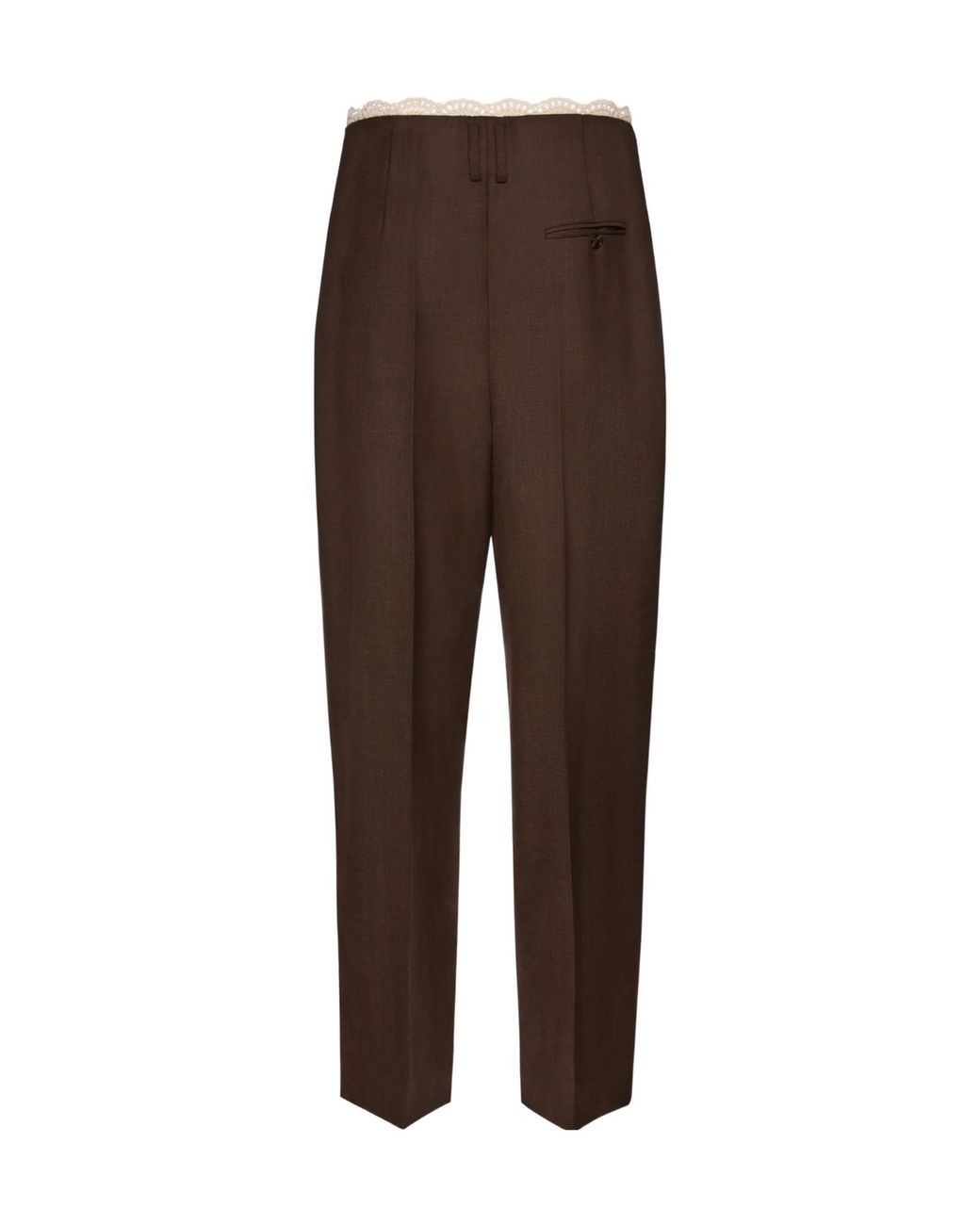 Magda Butrym Brown Lace-Detail Tapered Trousers