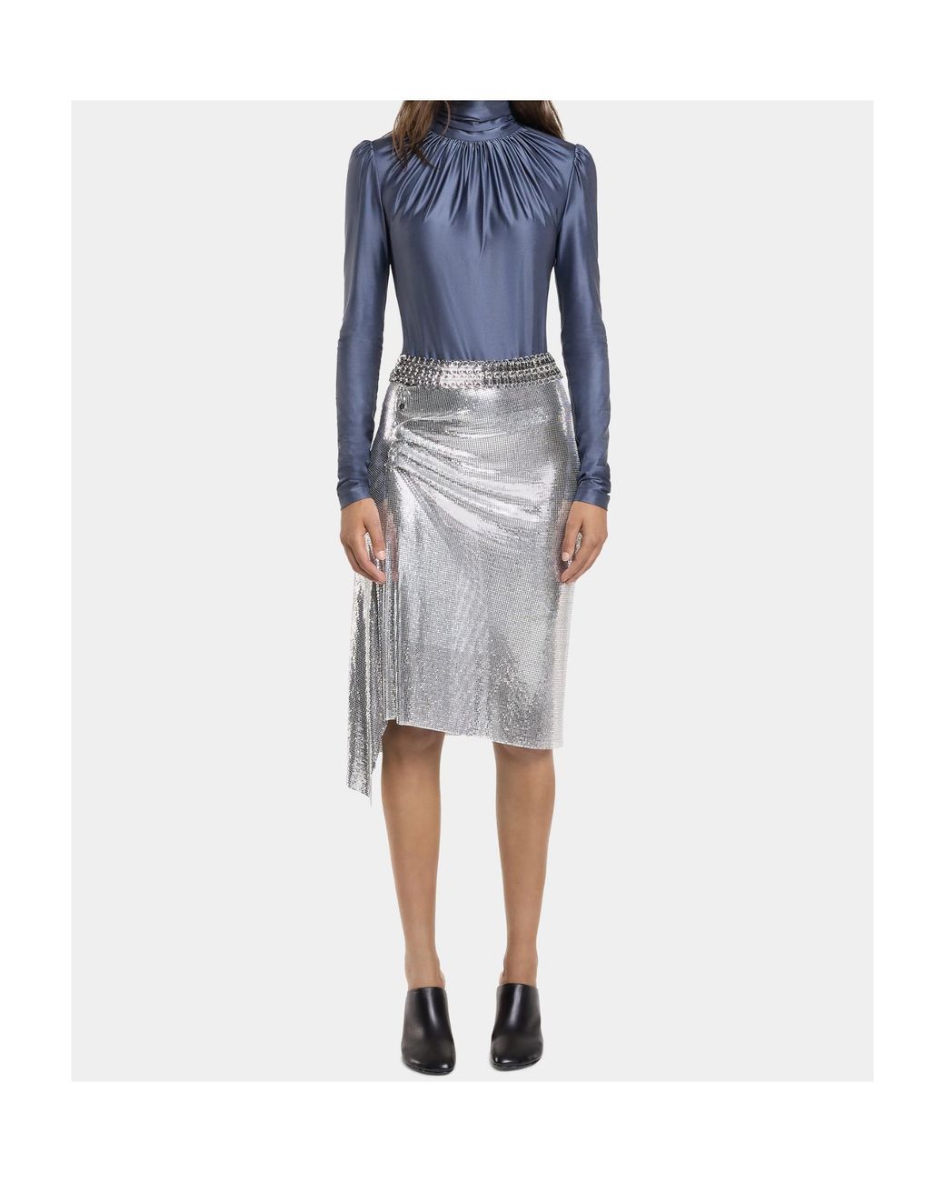 Rabanne Blue High-Neck Top