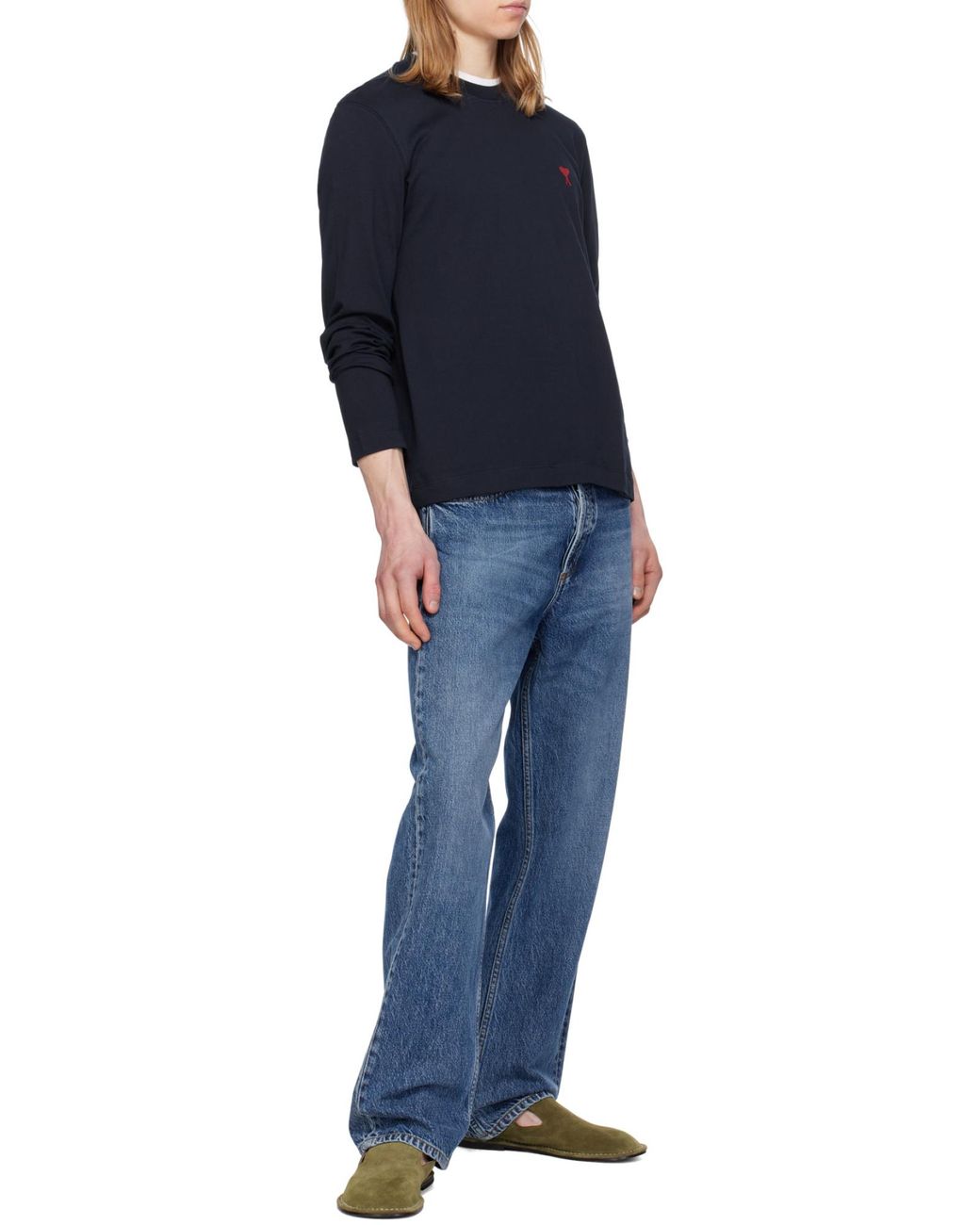 AMI Blue Ami De Coeur Long-Sleeved T-Shirt for men