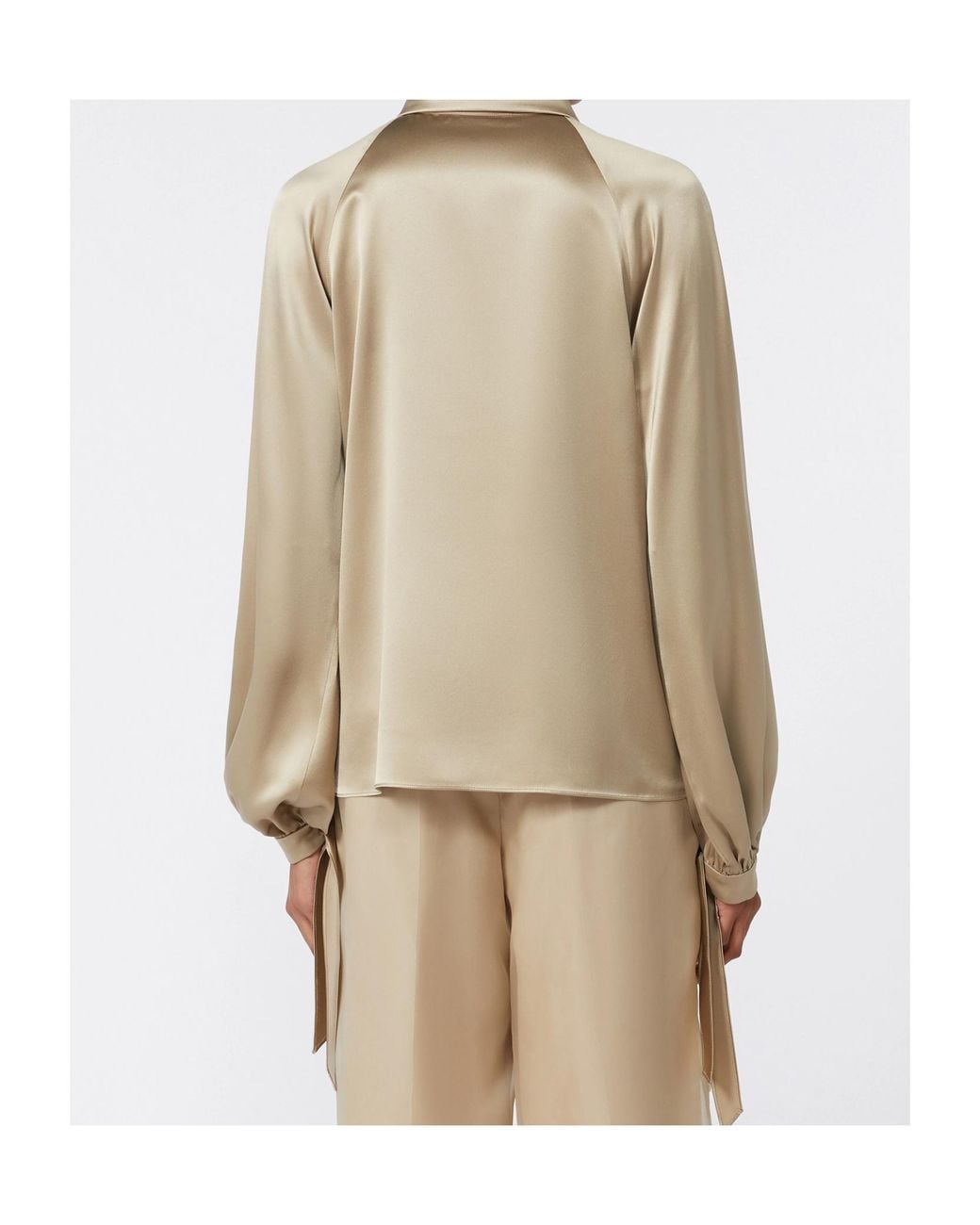 Max Mara Natural Mxealare Long-Sleeved Satin Shirt