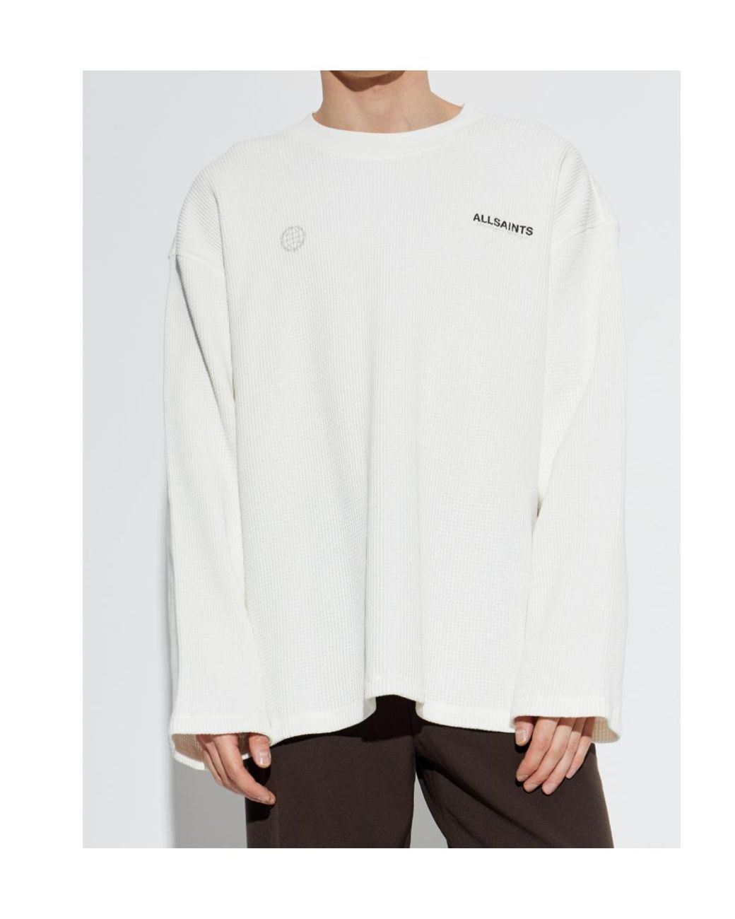 AllSaints White Emblem Waffle Knitted Sweater for men
