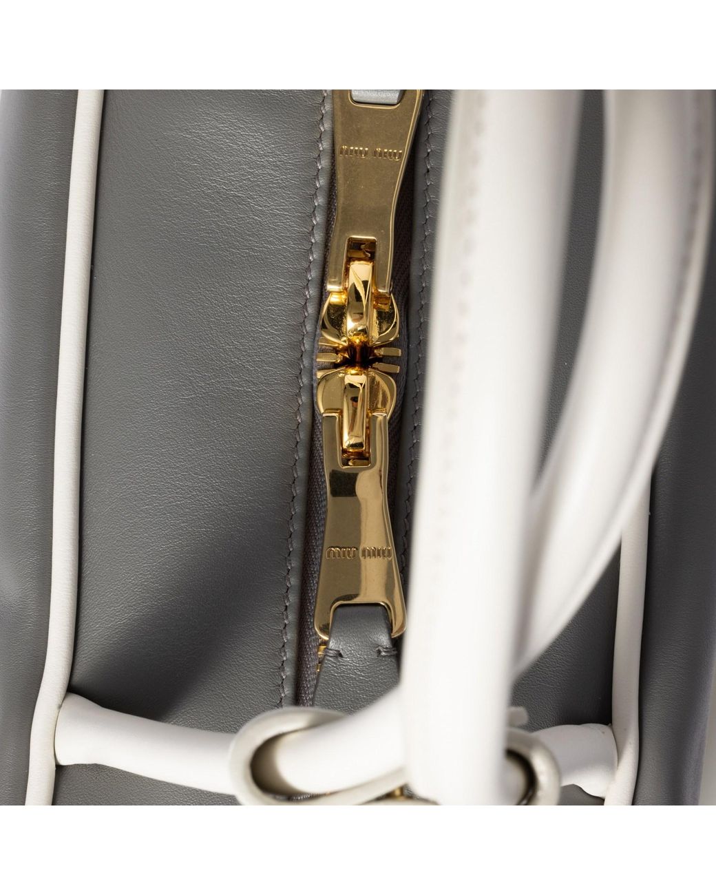 Miu Miu Gray Beau Zipped Tote Bag