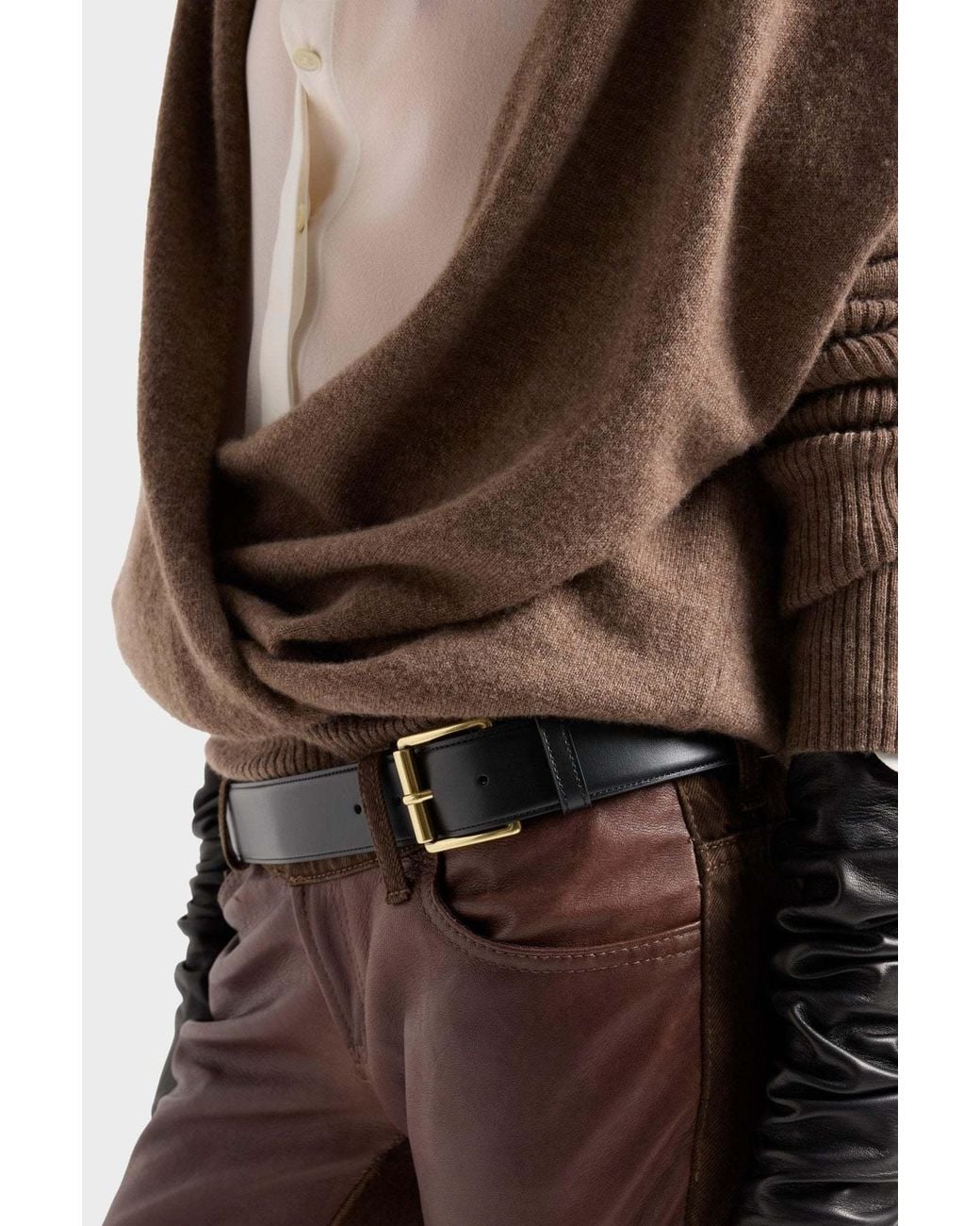 7 For All Mankind Brown Wrap V-Neck Sweater