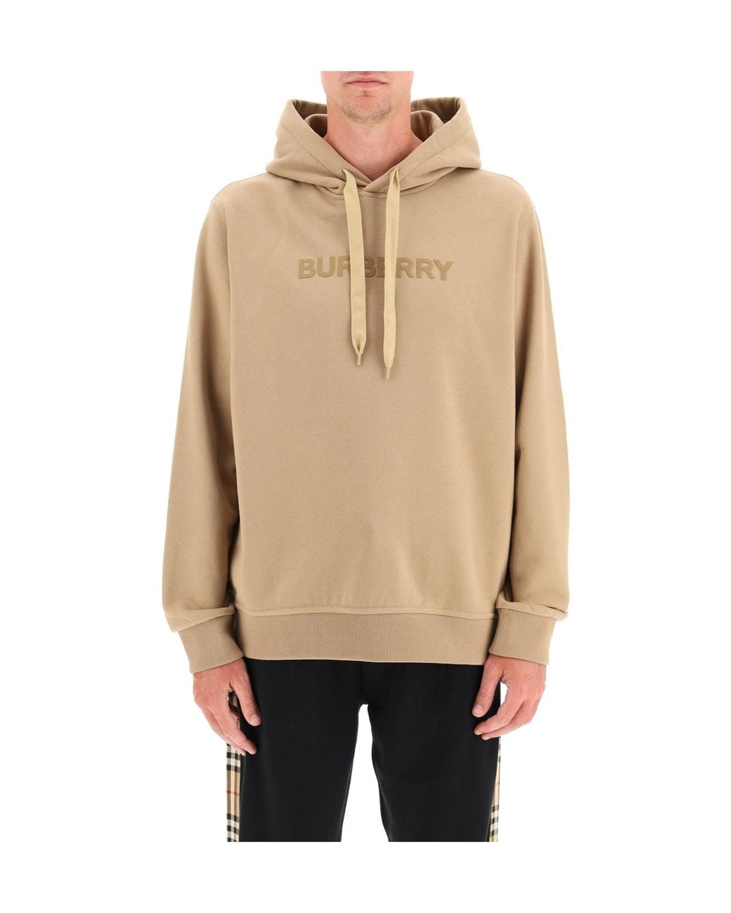 Burberry Natural Logo Detailed Drawstring Hoodie for men