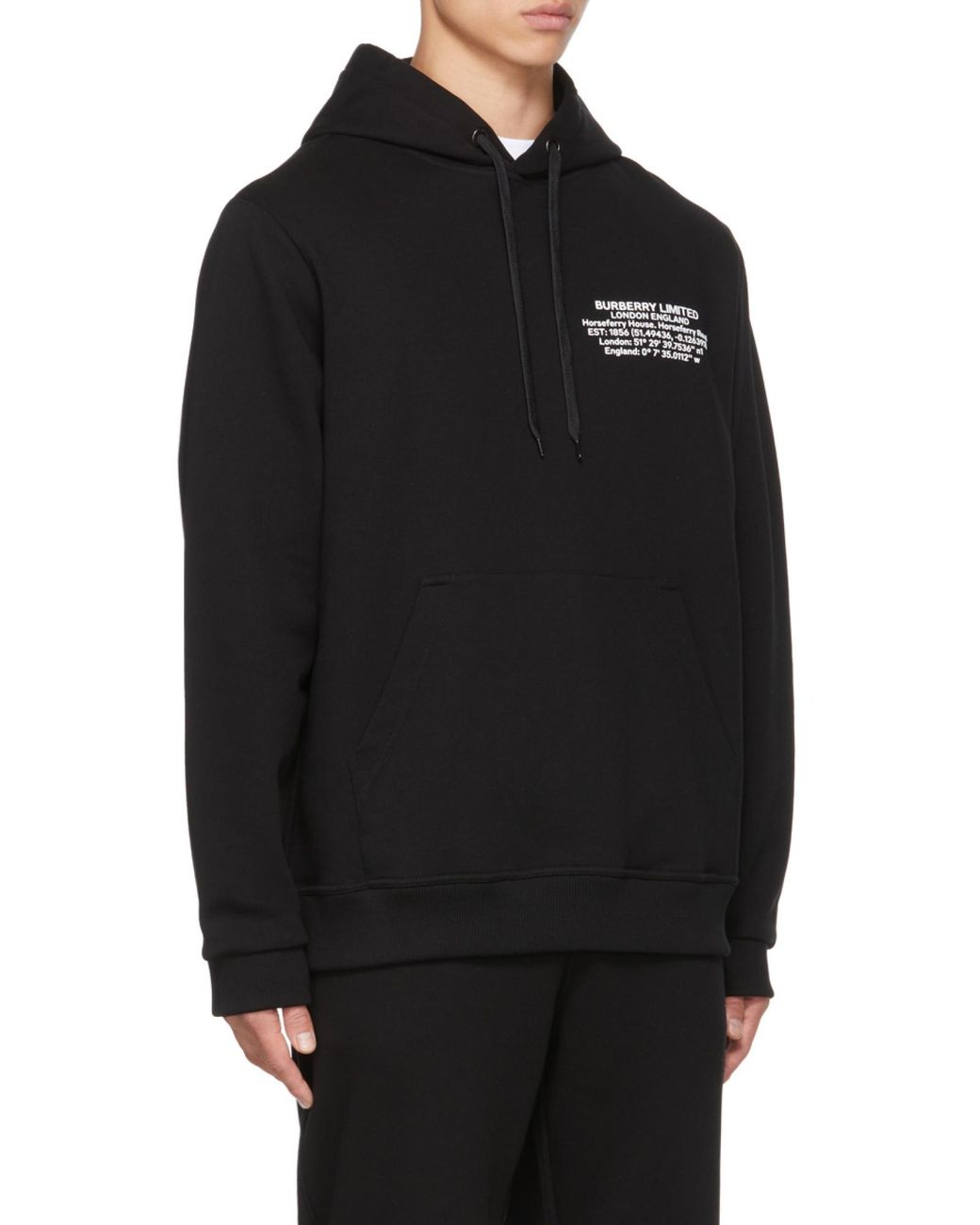 Burberry Blue Location-Print Drawstring Hoodie for men