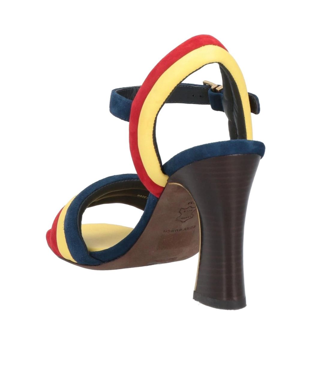 Tory Burch Blue Patchwork Backless Sandals
