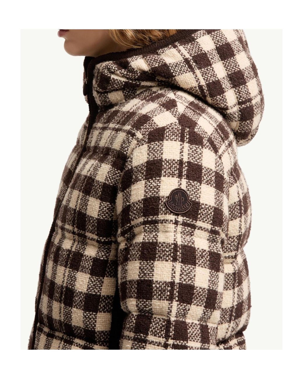 Moncler Brown Abstraction Hooded Short Down Jacket