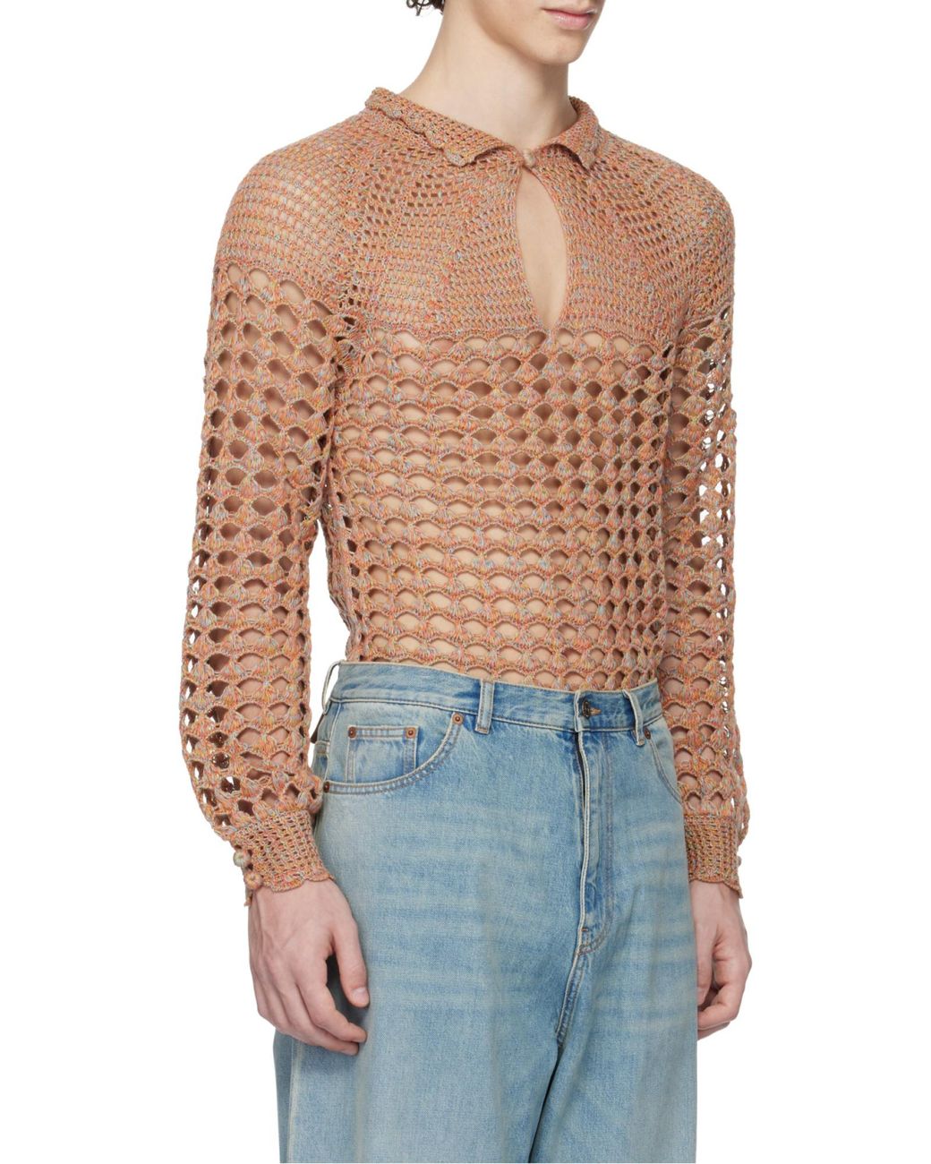 Valentino Brown Crochet High Neck Jumper for men