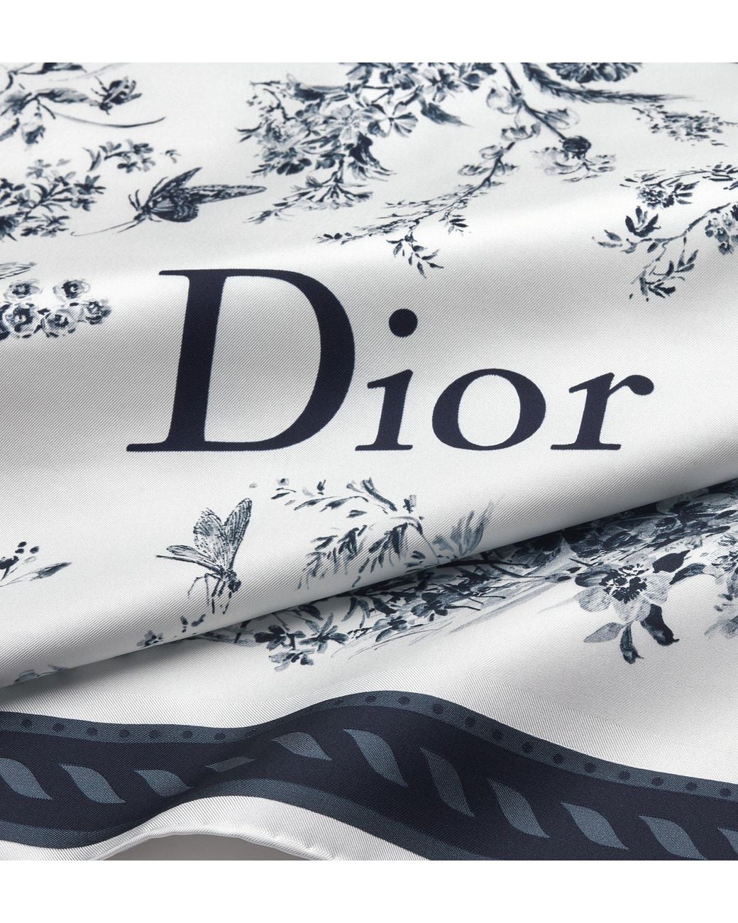 Dior Blue Toile De Jouy Floral Garden 90 Square Scarf