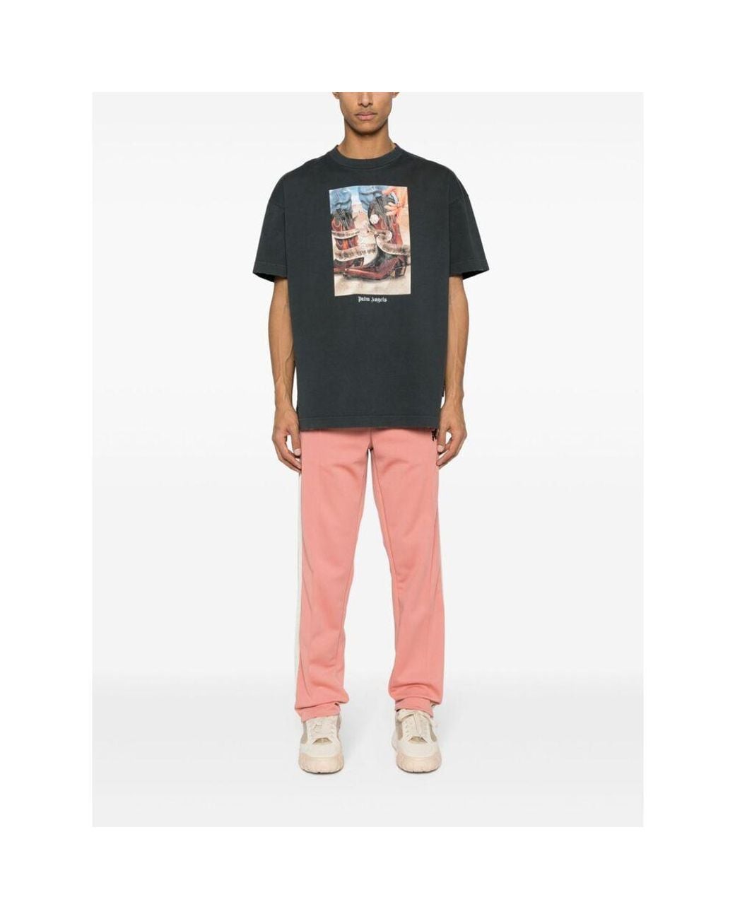 Palm Angels Black T-Shirt With Western Print for men