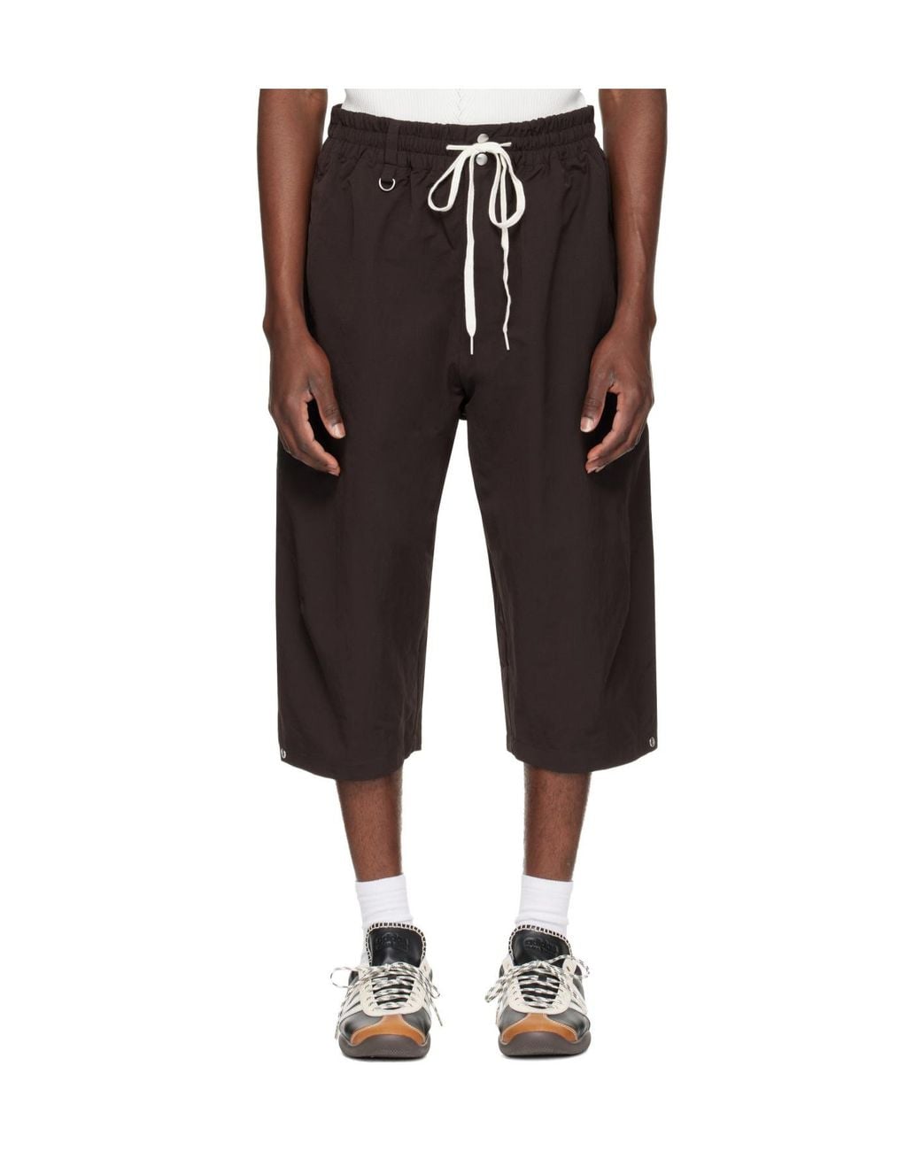 Wales Bonner Black X Y-3 Logo-Print Drawstring Trousers for men