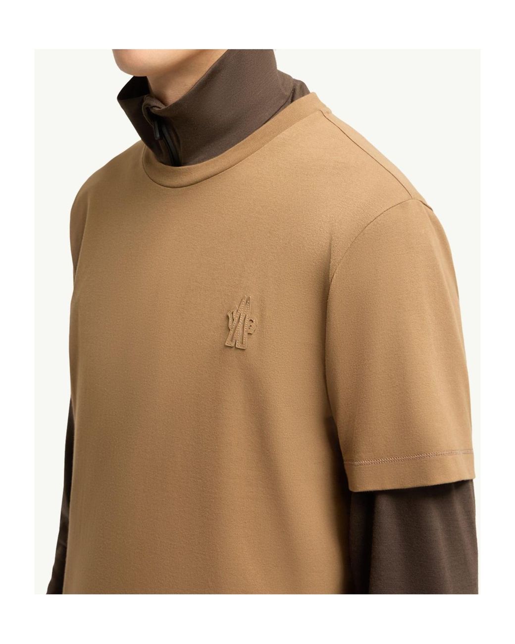 Moncler Brown Logo Patch Cotton Blend T-Shirt (Three Pack) for men