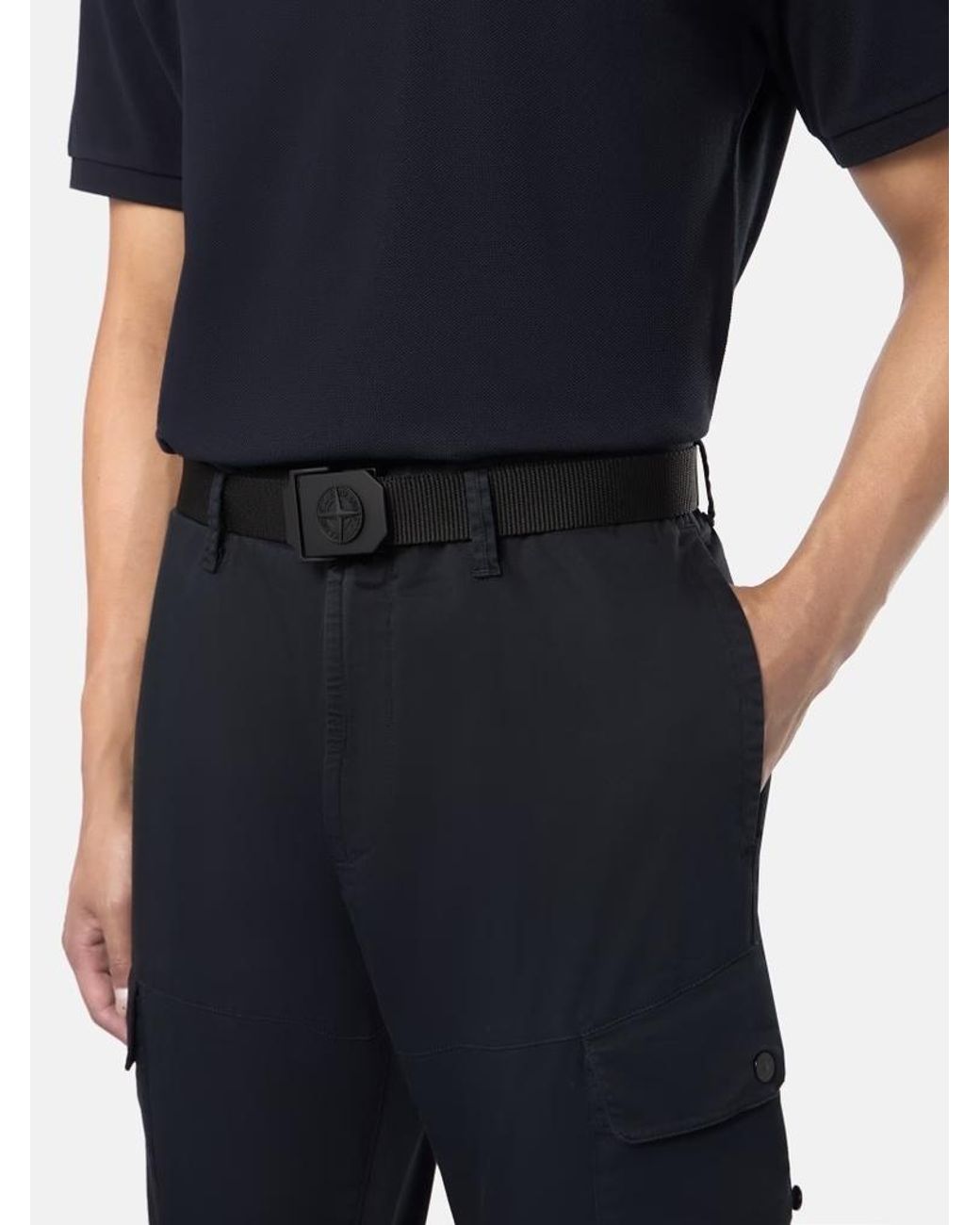 Stone Island Black Logo Buckle Belt for men
