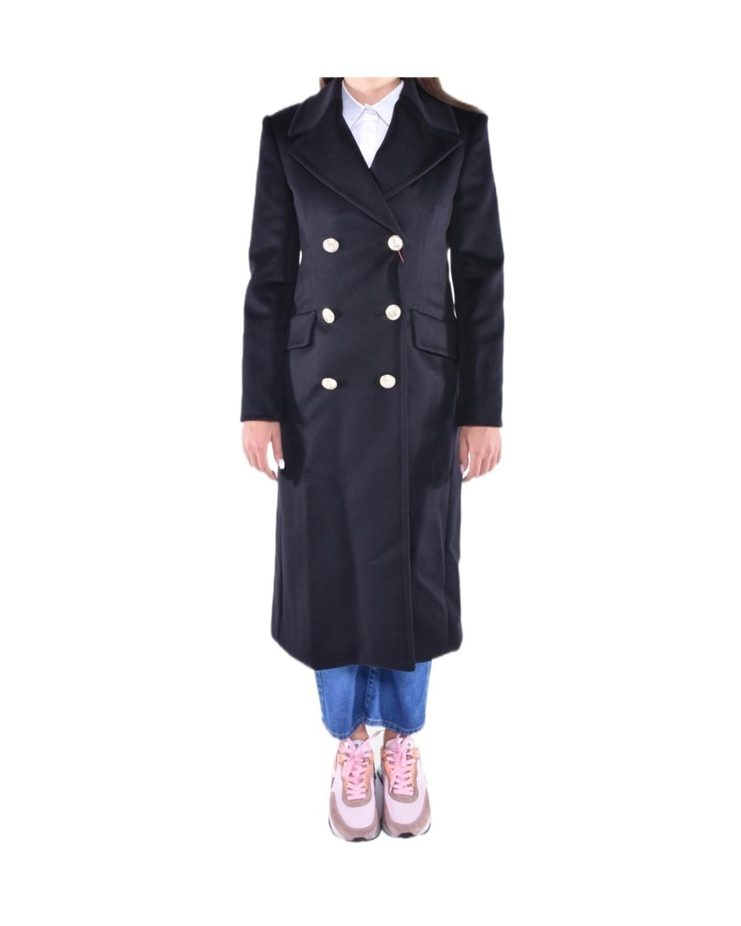 Max Mara Blue Studio Double-Breasted Long-Sleeved Coat