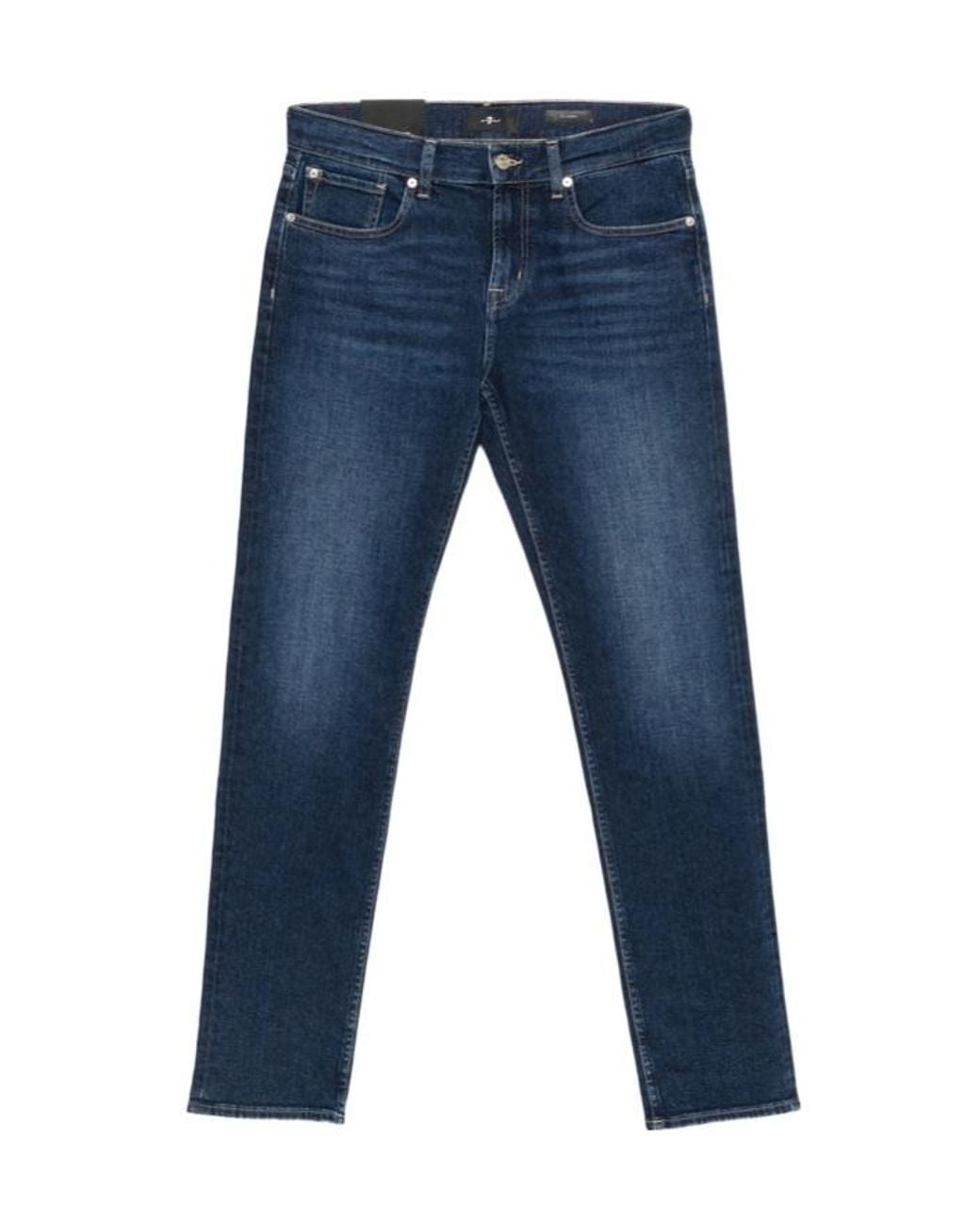 7 For All Mankind Blue Slim Tapered Jeans for men