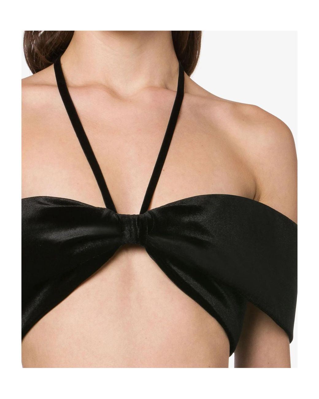 Philosophy Di Lorenzo Serafini Black Off-Shoulder Halterneck Velvet Top