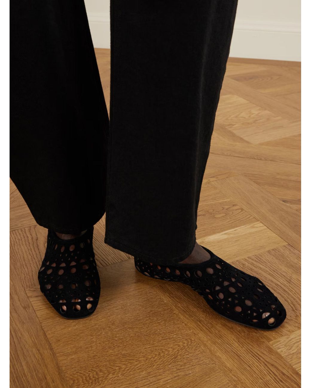 Alaïa Brown Alaïa Laser-Cut Almond Toe Flat Shoes