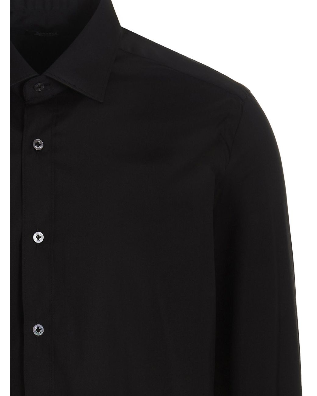 Barba Napoli Black Lapel Long-Sleeved Shirt for men