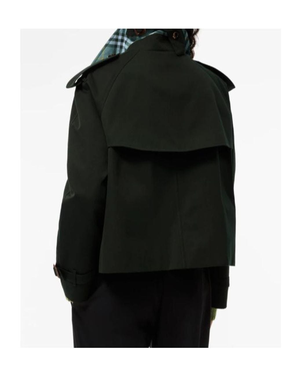 Burberry Black Cropped Gabardine Mayfair Trench Jacket With Warmer