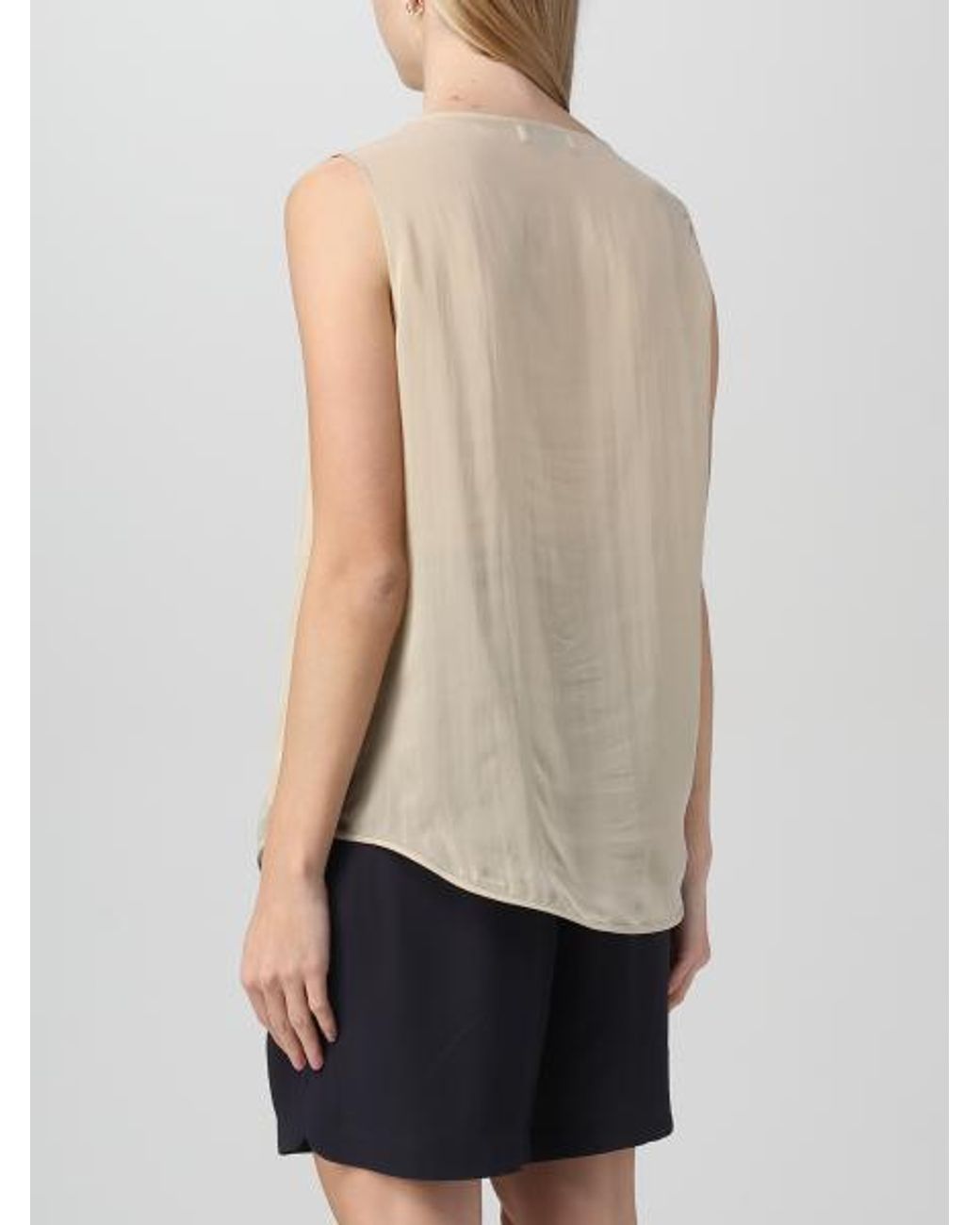 Fabiana Filippi Natural Sleeveless Vest With Round Neck