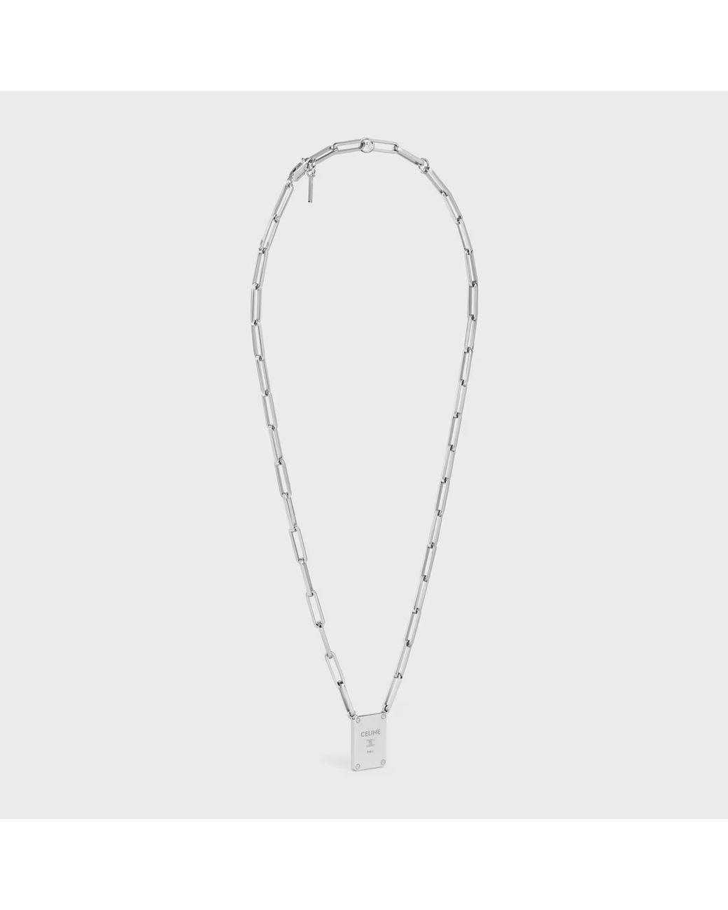 Céline White Triomphe Tag Necklace for men