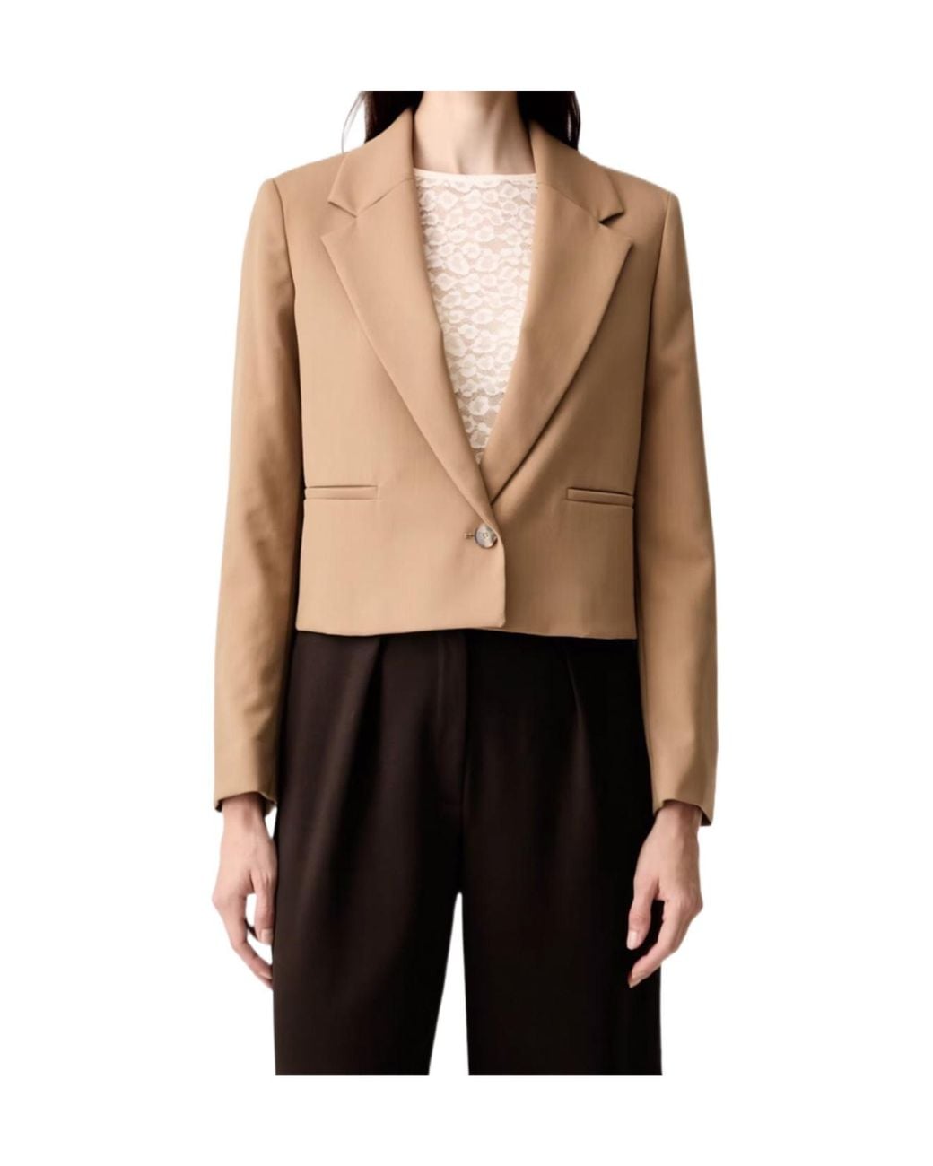 Marella Black Single-Button Blazer With A Lapel Collar