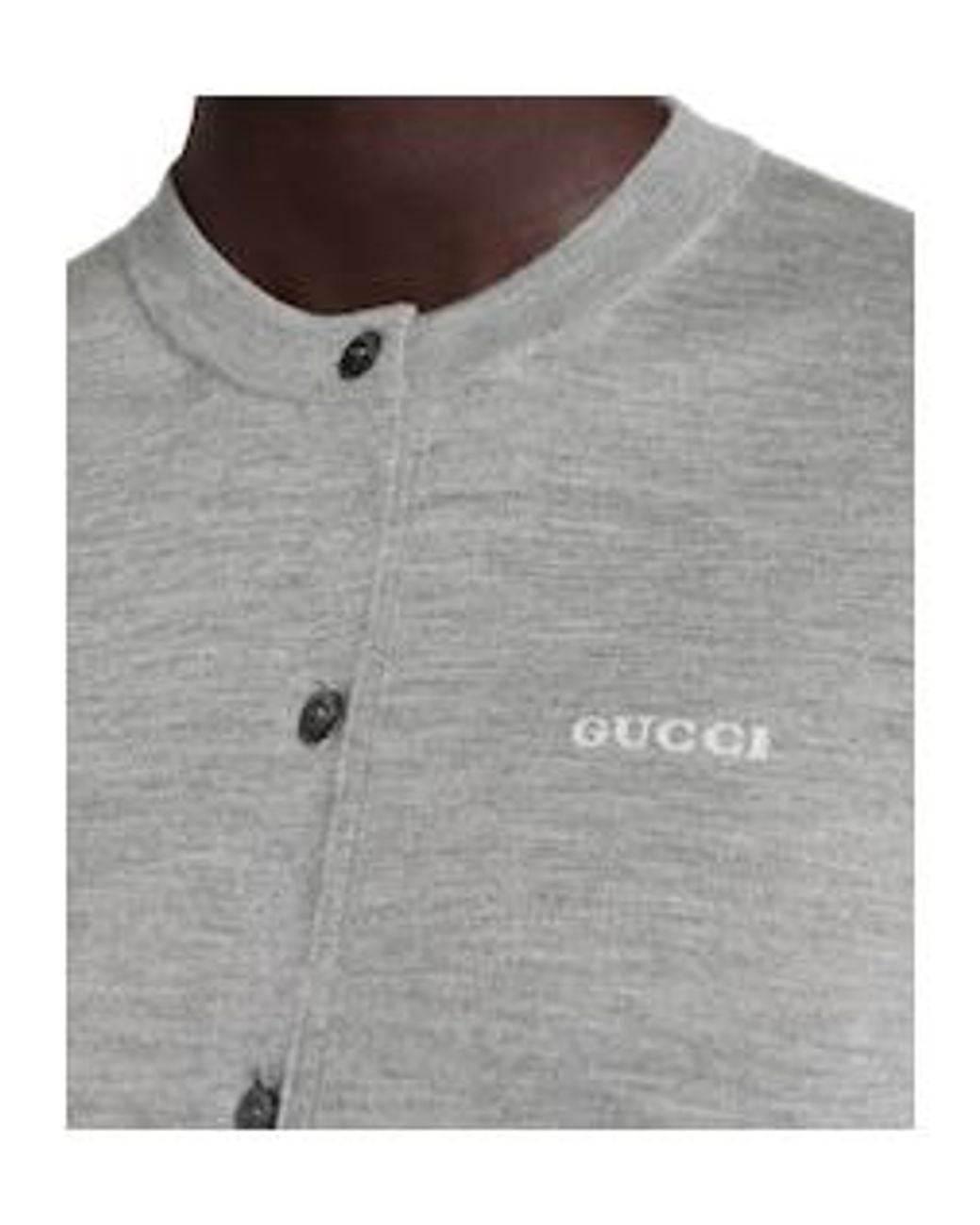 Gucci Gray Logo Embroidered Button-Up Cardigan