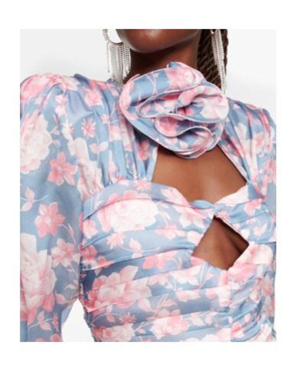 Magda Butrym Blue Floral Cutout Silk Minidress