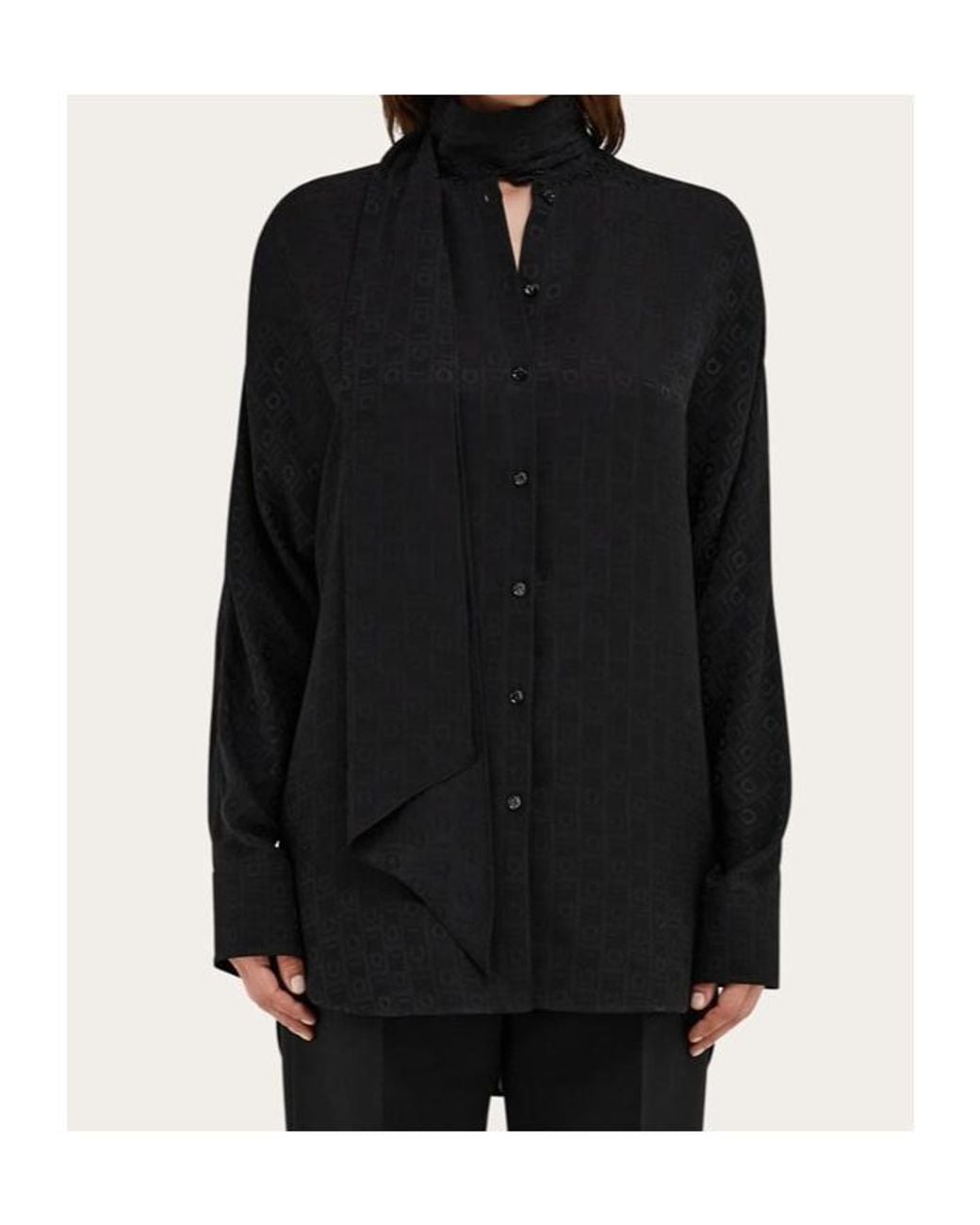 Ferragamo Black Ferragamo Sash Collar Blouse