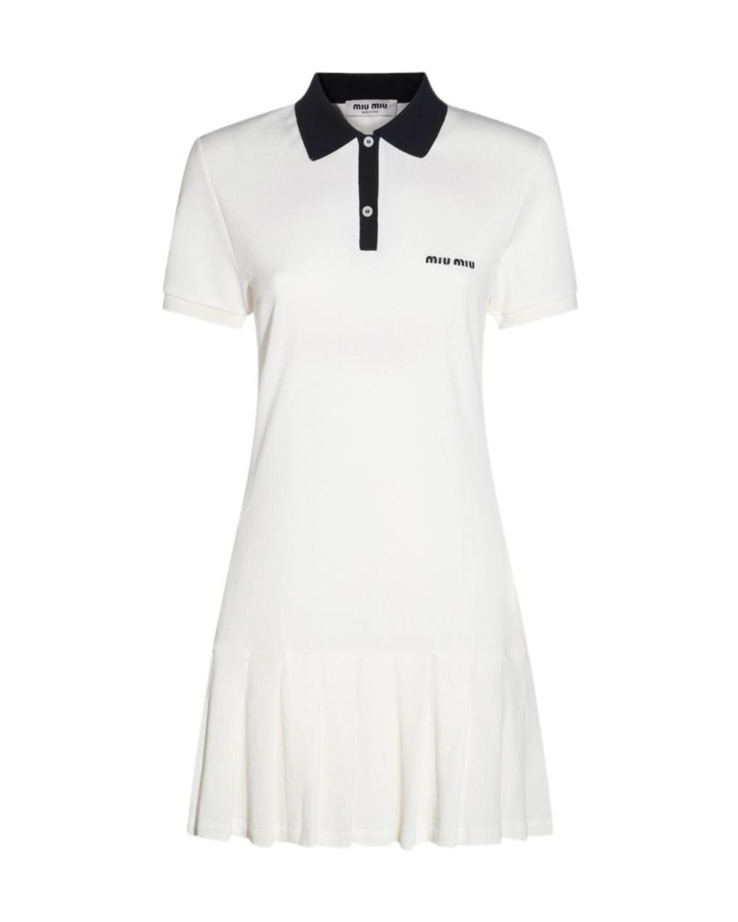 Miu Miu White Logo-Embroidered Short-Sleeved Mini Polo Dress
