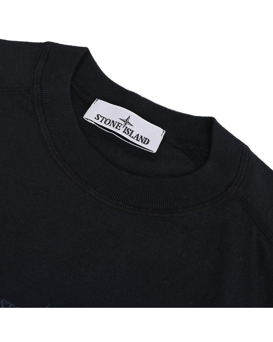 Stone Island Black Compass Printed Crewneck T-Shirt for men