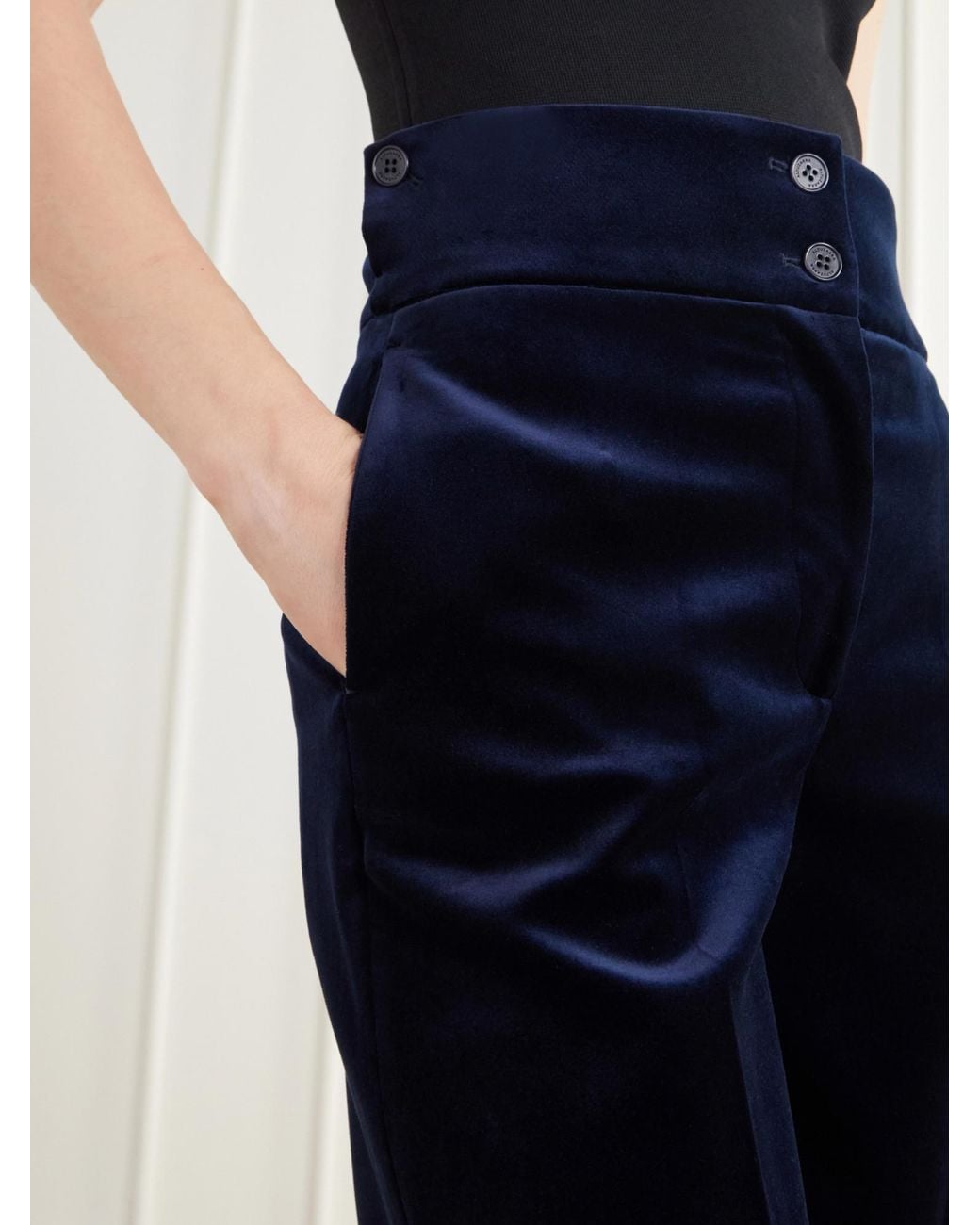 Altuzarra Blue Velvet Straight-Leg Pants