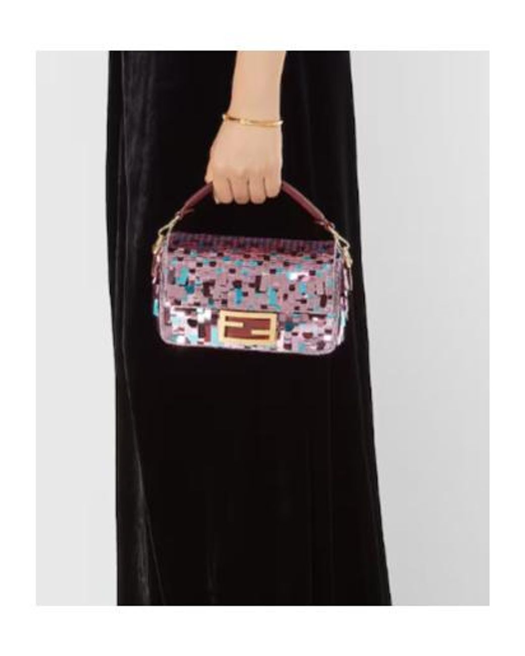 Fendi White Baguette Mini Sequin Bag