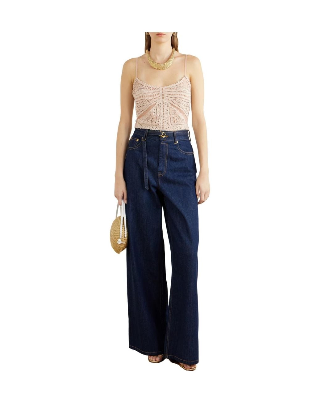 Ulla Johnson Natural Mollie Crochet And Tulle Top
