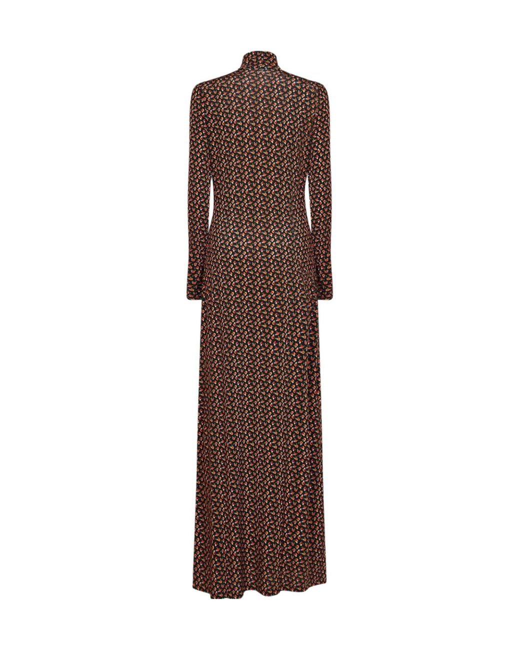 Rabanne Brown Rabanne High Neck Floral Maxi Dress