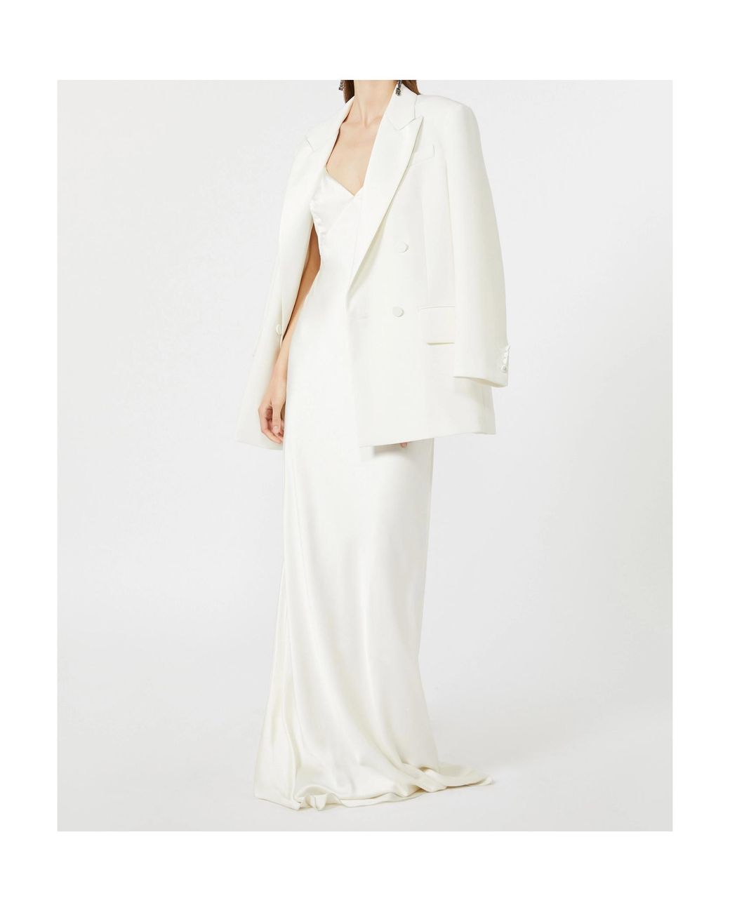 Max Mara White Silk V-Neck Maxi Dress
