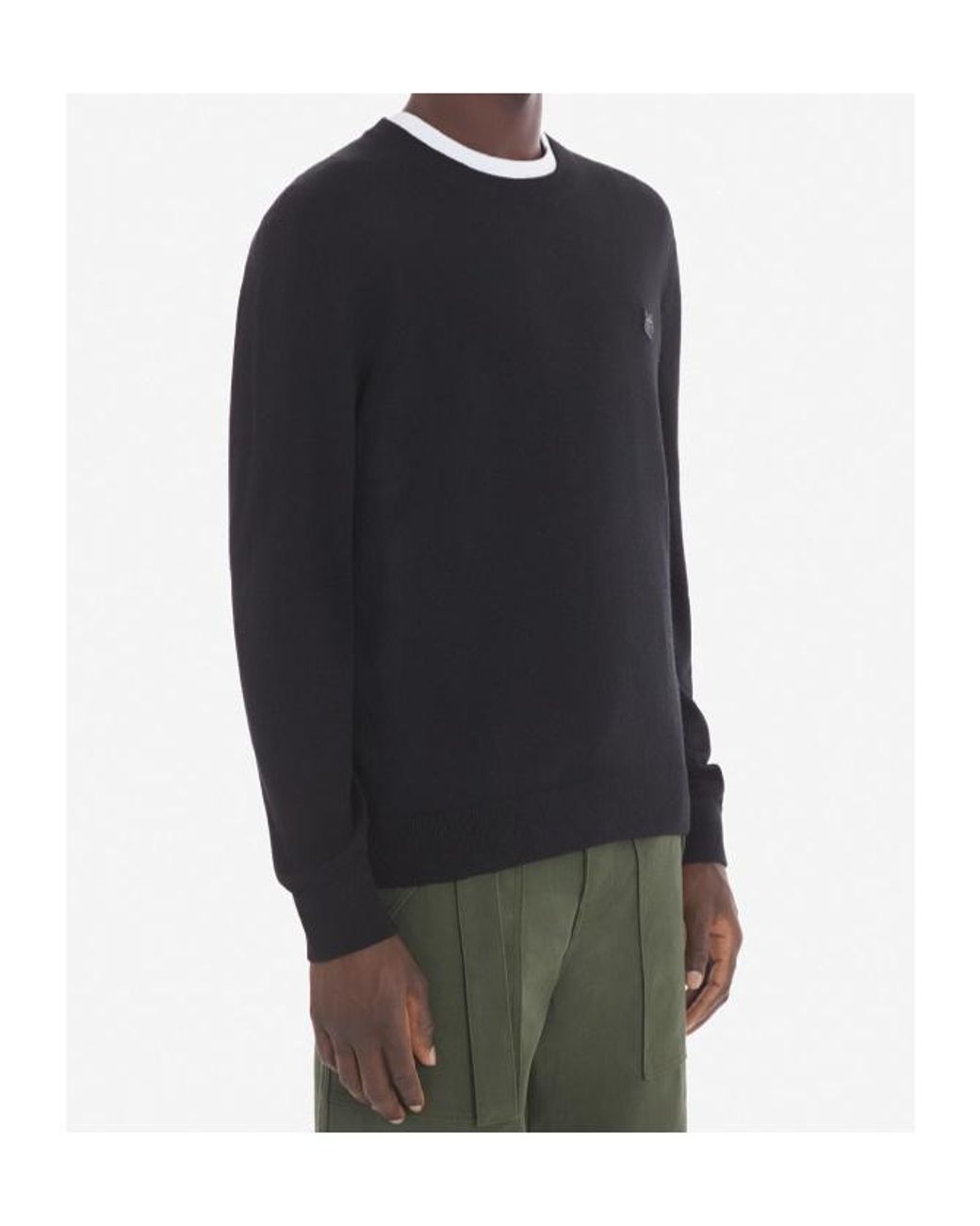 Maison Kitsuné Black Maison Kitsuné Fox Embroidered Knitted Jumper for men
