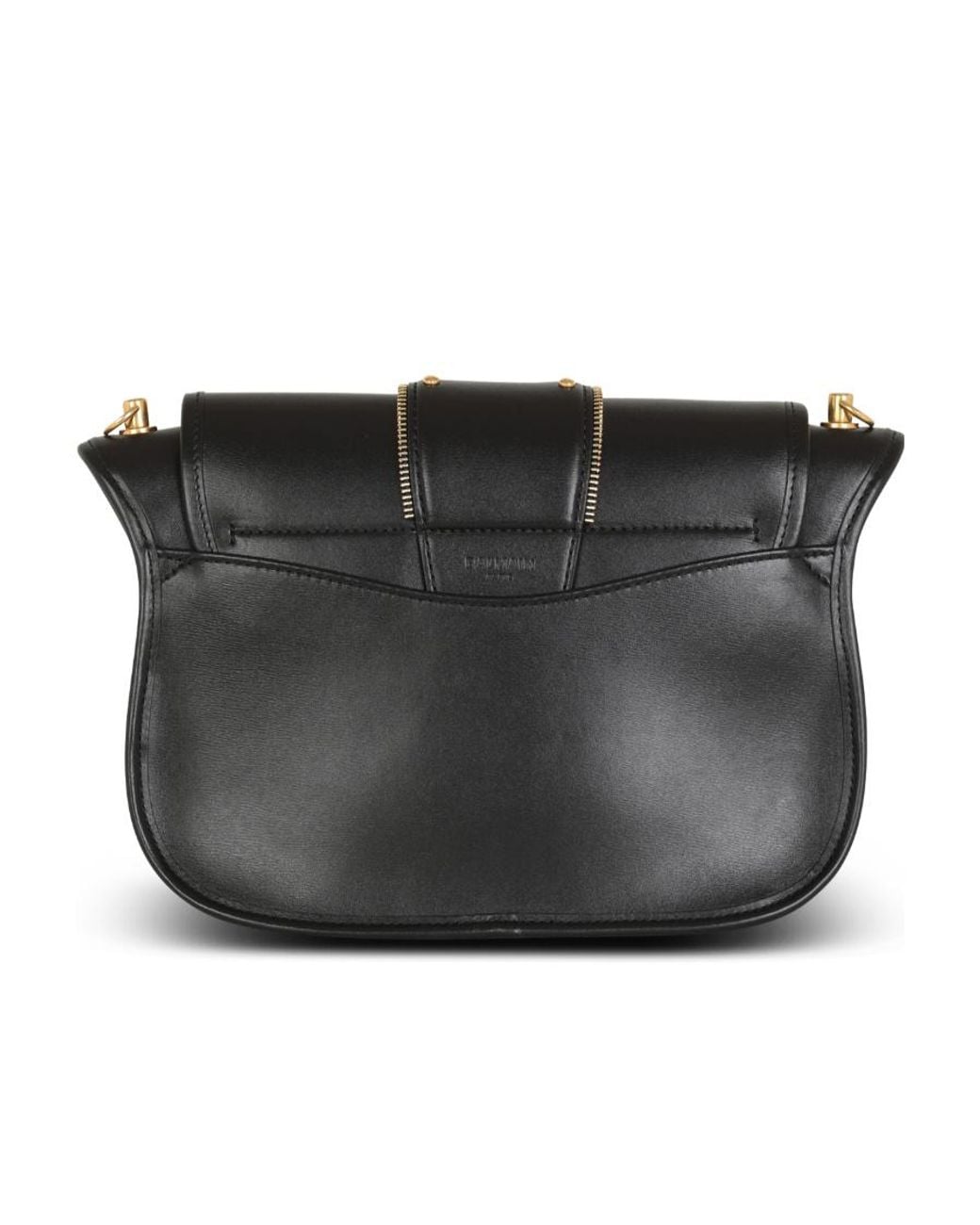 Balmain Black Smooth Leather Blaze Bag