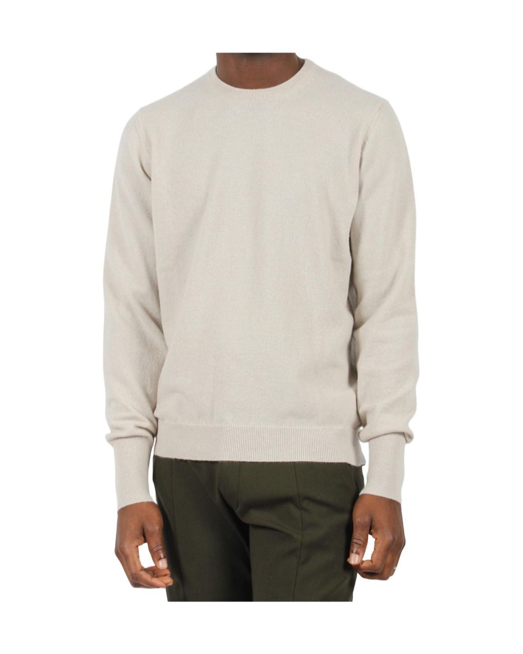 Drumohr White Crew-Neck Knitted Sweater for men