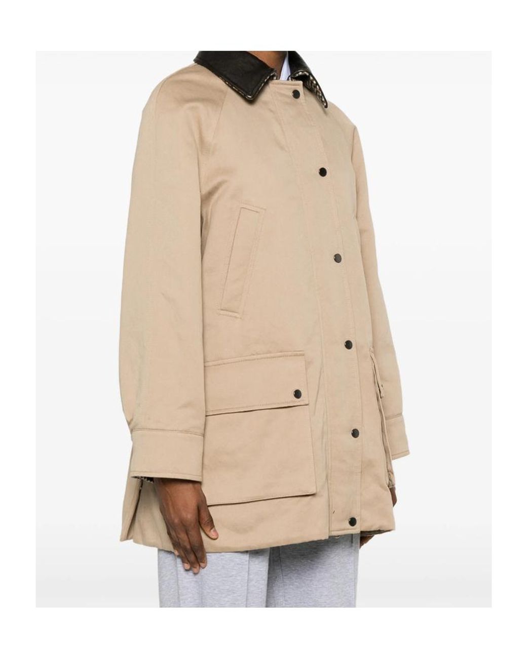 Brunello Cucinelli Natural Leather-Trim Coat