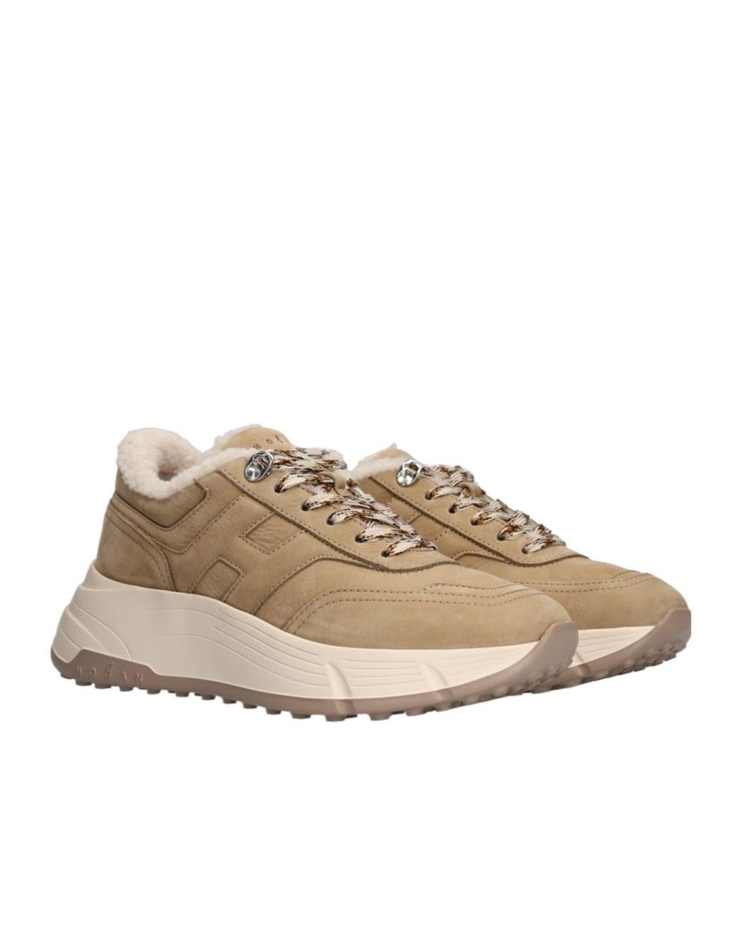 Hogan Natural Hi Fi Shearling Low-Top Sneakers