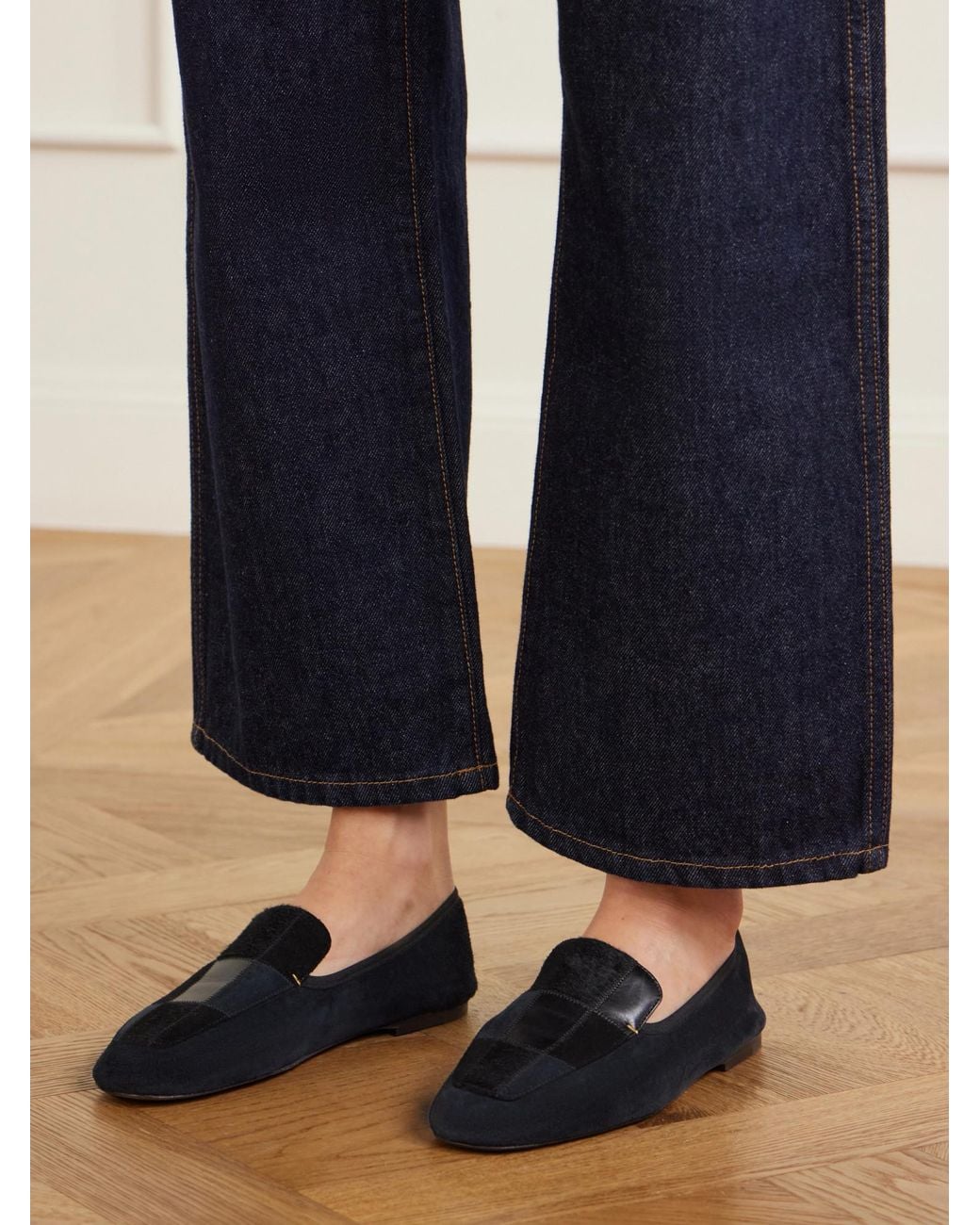Khaite Blue Leather And Suede Ballet Flats