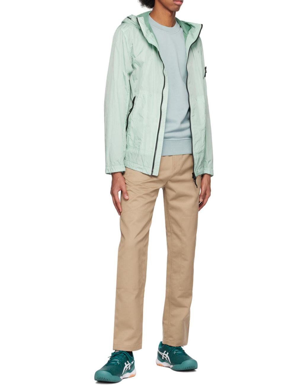 Stone Island Blue Compass-Patch Hooded Jacket for men
