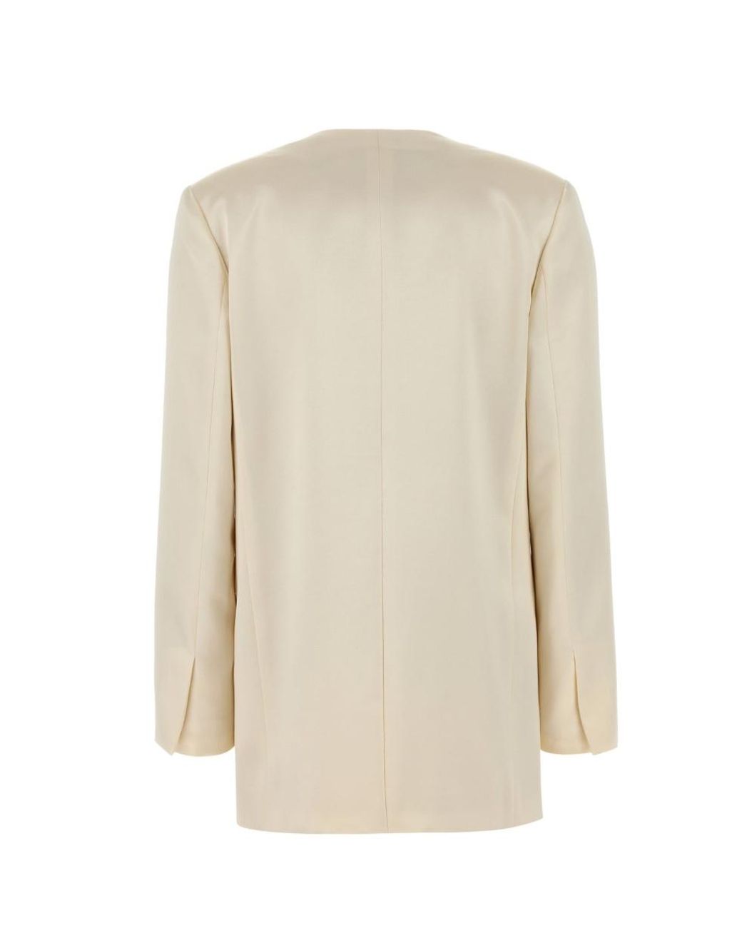 Alberta Ferretti Natural Double Breasted Satin Blazer