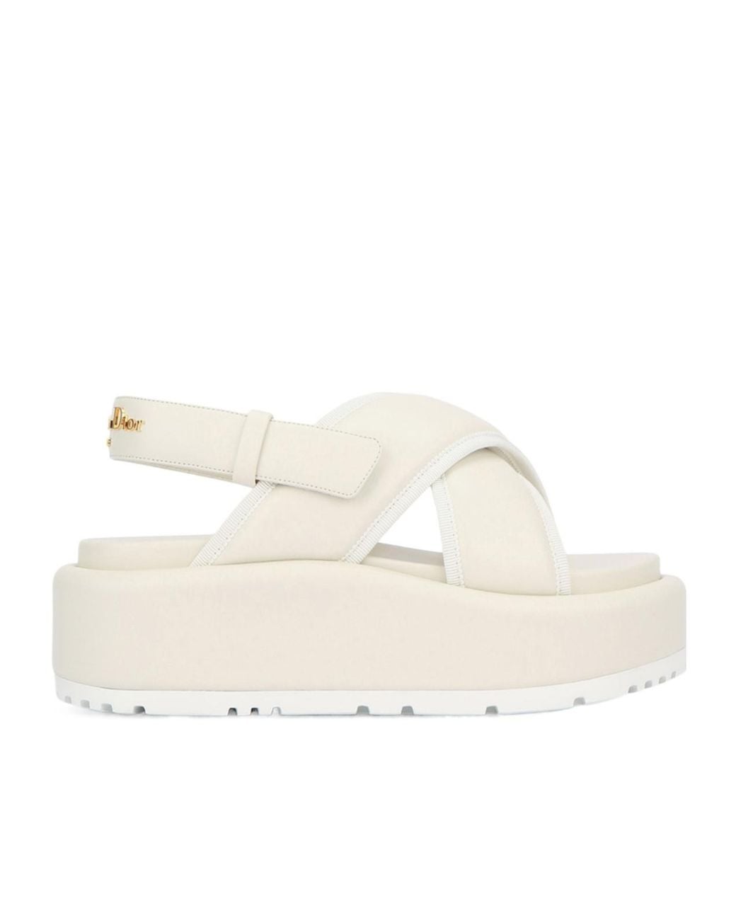 Dior D-Lane Platform Sandal in White | Lyst